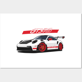 Car 911 gt3 rs white red Posters and Art